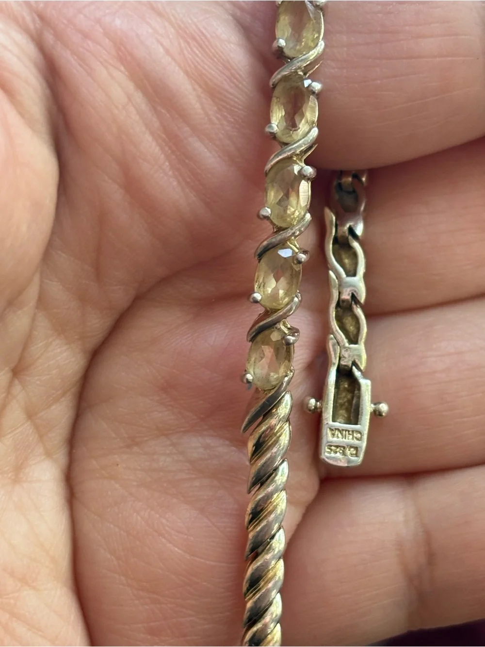 Vintage Sterling Silver Citrine San Marco Style Bracelet Woman’s Jewelry